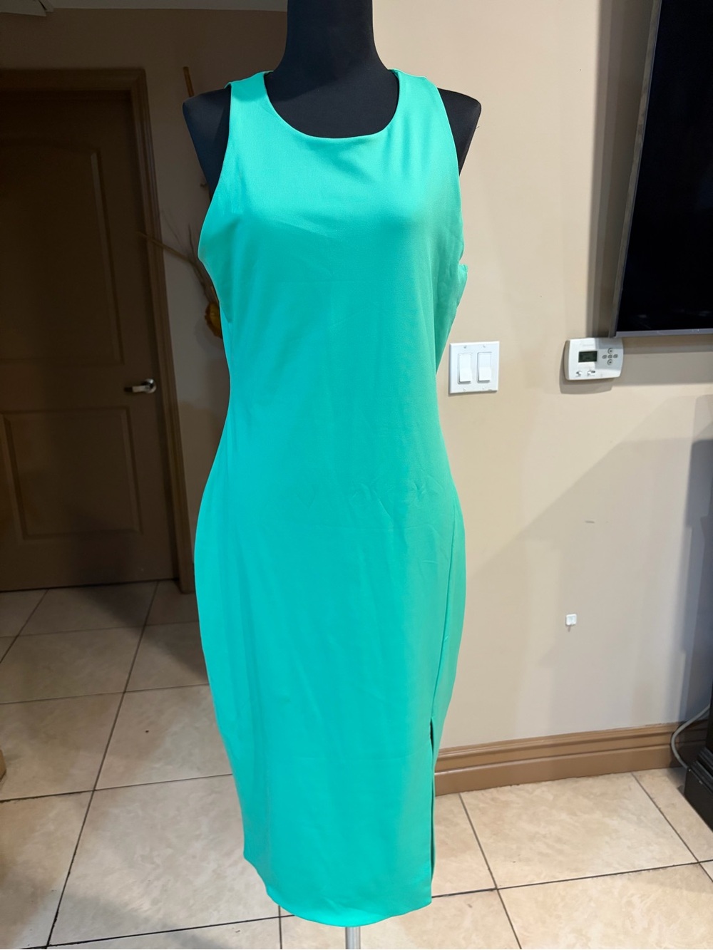Derek Heart teal maxi dress with side slit, size XL